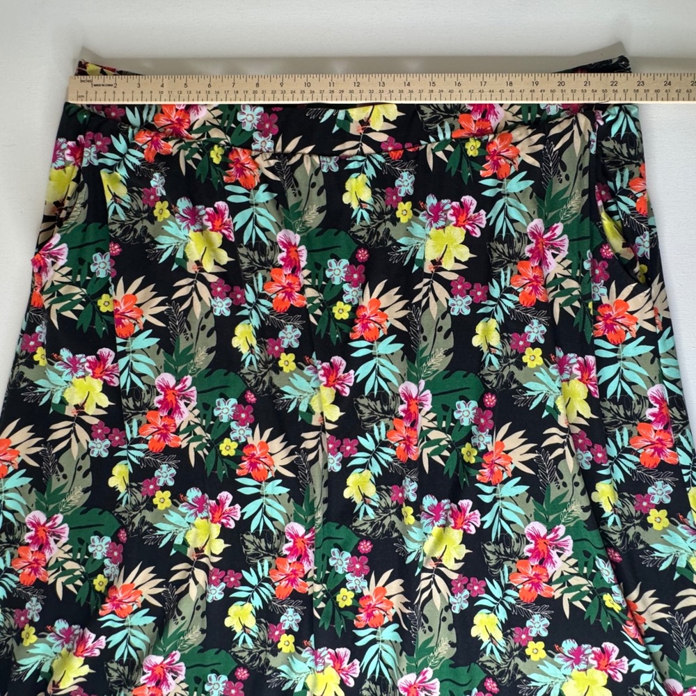 Terra & Sky Floral Pull On Maxi Skirt 4X Multicolor Stretch Side Slit Tropical - Picture 10 of 10